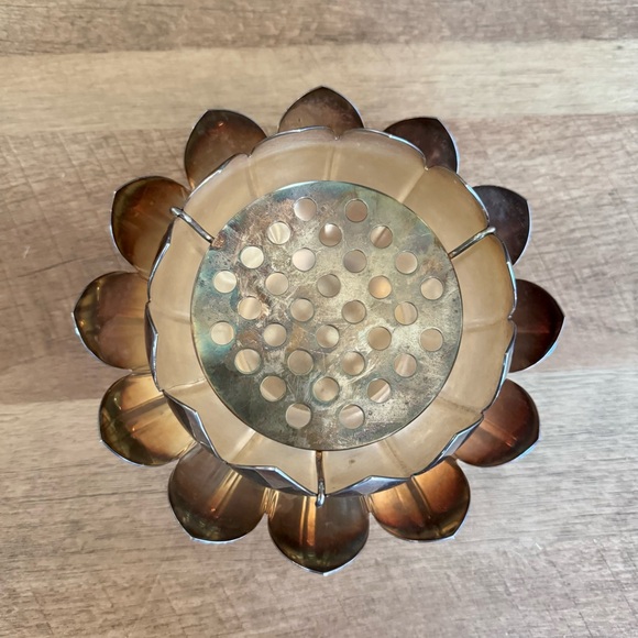 Vintage Reed & Barton silver-plated lotus flower frog Tarnished 3 Piece Set - Picture 2 of 12